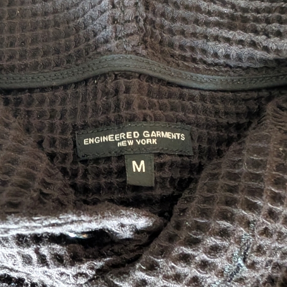 Engineered Garments New York Cotton Cagoule Shirt Black Waffle M - Picture 2 of 7